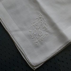 3 NEVER USED K MONOGRAM HANDKERCHIEFS IN WHITE
